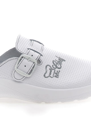 Weiße Arbeitspantoffeln aus Leder MR Chef 8015