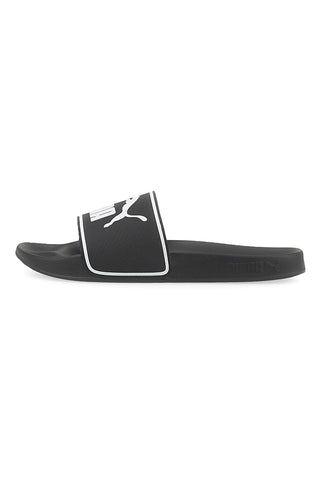 Schwarz-weiße Hausschuhe mit PUMA LEADCAT 2.0 Band
