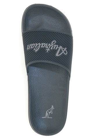 Schwarze Hausschuhe mit kontrastierendem Band und Logo für Herren Australian