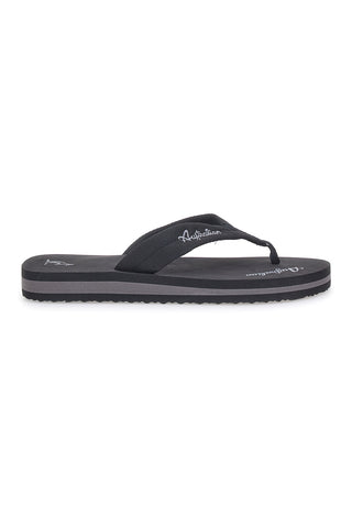 Schwarze Flip-Flops mit australischem Logo AU24M409