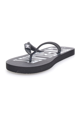 Schwarze Flip-Flops mit großem weißen Logo EVERLAST EV08