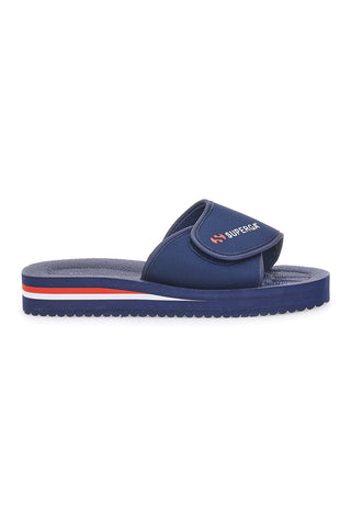 Blaue Hausschuhe mit verstellbarem Band und Logo Superga S24E702