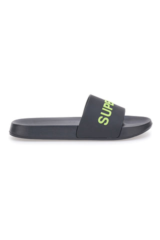Ciabatte nere con fascia e logo verde da uomo Superga S24U433