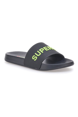 Ciabatte nere con fascia e logo verde da uomo Superga S24U433