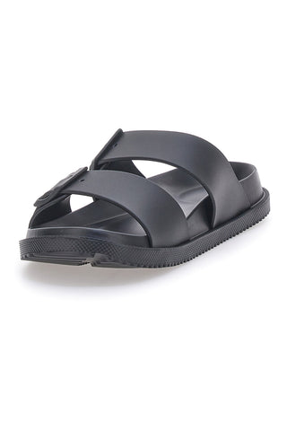 Ciabatte nere in gomma con doppio cinturino 2T2L 72593