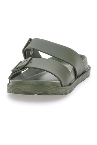 Grüne Gummipantoffeln mit Doppelriemen 2T2L 72593