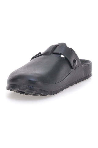 Sabot in gomma neri con cinturino regolabile 2T2L JLY09
