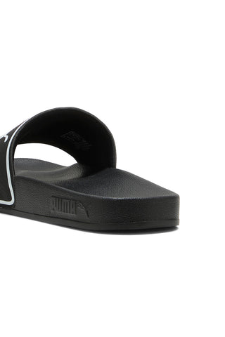 Schwarze Hausschuhe mit weißem Logo und gepolstertem Band Puma Leadcat 2.0