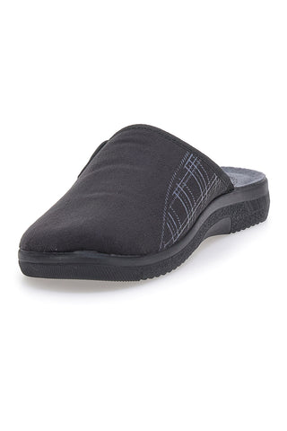 Schwarze Hausschuhe mit karierten Einsätzen und anatomischem Fußbett Inblu 17 DG