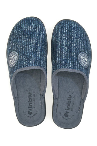 Pantofole blu con tessuto lavorato e plantare anatomico Inblu 16 DG
