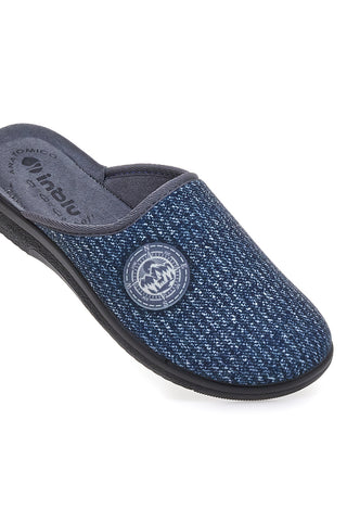 Blaue Hausschuhe mit strukturiertem Stoff und anatomischer Innensohle Inblu 16 DG