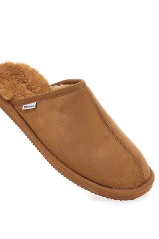 Superga S64U876 Lederpantoffeln mit Fellfutter und rutschfester Sohle