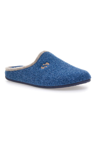Pantofole blu in feltro con profilo a contrasto Superga S10S225