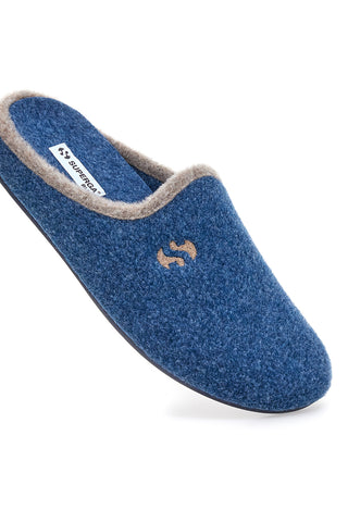 Pantofole blu in feltro con profilo a contrasto Superga S10S225