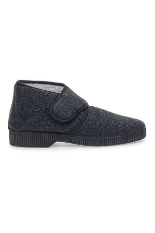 Antica Pantofoleria 1378 dunkelgraue Hausschuhe mit Klettverschluss