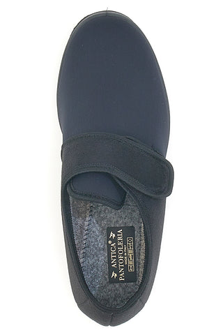 Schwarze Hausschuhe mit Klettverschluss Antica pantofoleria 58