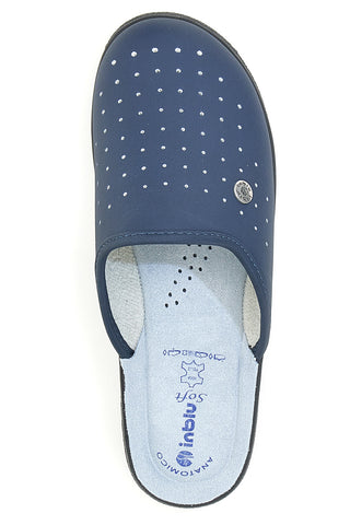 Pantofola blu anatomica con sottopiede soft e dettagli traforati Inblu 33RH