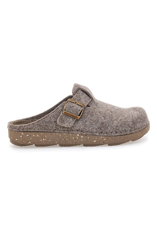 Taupe Filzpantoffeln mit Schnalle Inblu 23 MT