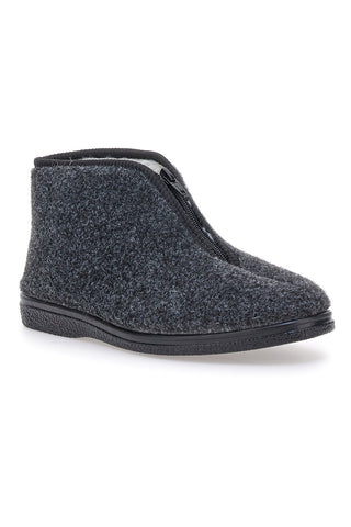 Pantofole antracite a stivaletto con zip e interno in pelo Jerpoint CA249