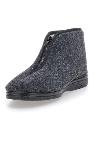 Pantofole antracite a stivaletto con zip e interno in pelo Jerpoint CA249