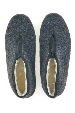 Pantofole antracite a stivaletto con zip e interno in pelo Jerpoint CA249