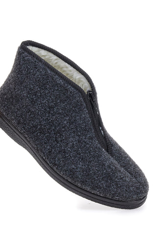 Pantofole antracite a stivaletto con zip e interno in pelo Jerpoint CA249