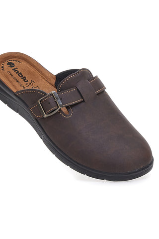 Braune Hausschuhe mit Schnalle und anatomischer Innensohle Inblu 33 BG