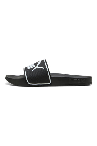 Schwarze Pool-Slipper mit kontrastierendem Logo Puma Leadcat 2