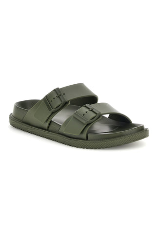 Ciabatte verde militare con doppia fibbia 2t2l 72593