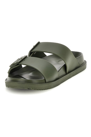 Ciabatte verde militare con doppia fibbia 2t2l 72593