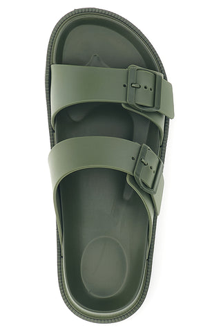Ciabatte verde militare con doppia fibbia 2t2l 72593