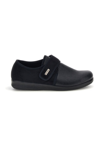 Schwarze geschlossene Hausschuhe mit verstellbarem Klettverschluss Fly flot 90220N222D