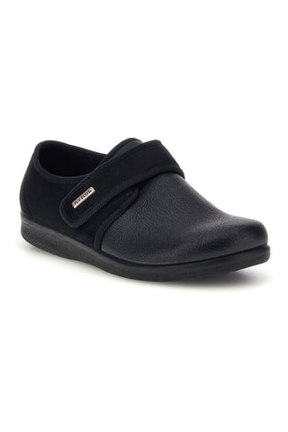 Schwarze geschlossene Hausschuhe mit verstellbarem Klettverschluss Fly flot 90220N222D