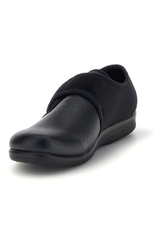 Schwarze geschlossene Hausschuhe mit verstellbarem Klettverschluss Fly flot 90220N222D