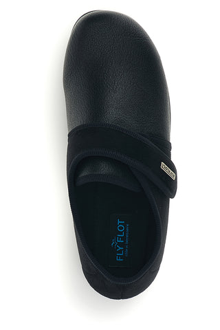 Schwarze geschlossene Hausschuhe mit verstellbarem Klettverschluss Fly flot 90220N222D
