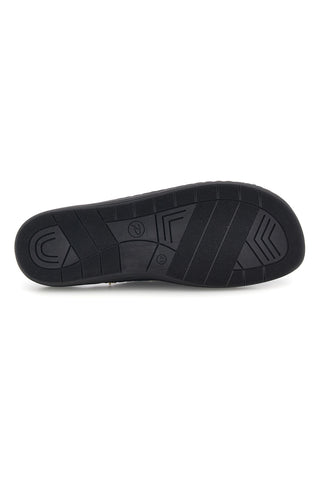 Blaue Stoffpantoffeln mit seitlicher Stickerei Jerpoint NR09H