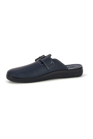 Blaue Pantoffeln mit verstellbarer Schnalle und Kontrastnähten Inblu 19 DG