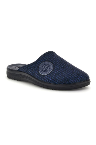 Blaue Stoffpantoffeln mit Inblu-Logo an der Seite, Modell 16 DG