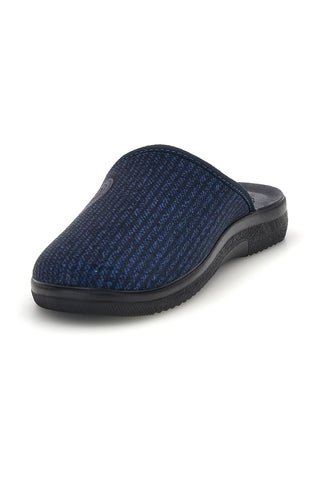 Blaue Stoffpantoffeln mit Inblu-Logo an der Seite, Modell 16 DG