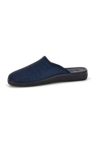 Blaue Stoffpantoffeln mit Inblu-Logo an der Seite, Modell 16 DG