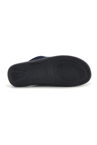 Blaue Stoffpantoffeln mit Inblu-Logo an der Seite, Modell 16 DG
