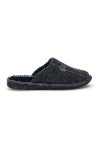 Graue Stoffpantoffeln mit Inblu-Logo an der Seite 9136