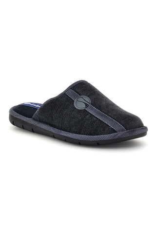 Graue Stoffpantoffeln mit Inblu-Logo an der Seite 9136