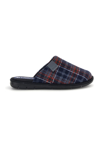 Blaue Stoffpantoffeln mit Tartanmuster Inblu 9135
