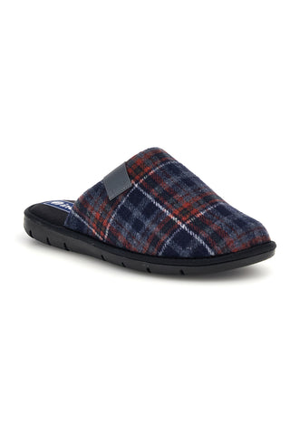Blaue Stoffpantoffeln mit Tartanmuster Inblu 9135