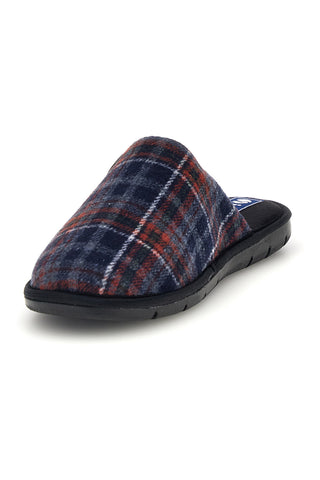 Blaue Stoffpantoffeln mit Tartanmuster Inblu 9135