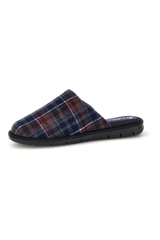 Blaue Stoffpantoffeln mit Tartanmuster Inblu 9135