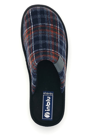 Blaue Stoffpantoffeln mit Tartanmuster Inblu 9135