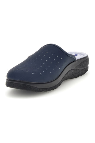 Professionelle blaue Hausschuhe mit anatomisch geformtem Fußbett und Lederinnensohle Inblu 33 RH
