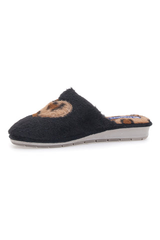 Schwarze und blaue Hausschuhe mit Animal-Print, 100 Pfund